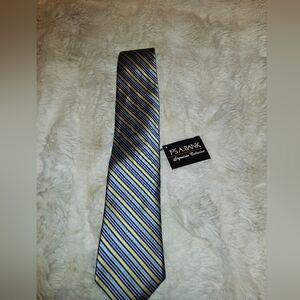 Jos. A. Bank Blue, Light Blue & Yellow Striped Tie